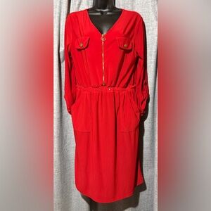 Soho Apparel Bold Red Long Sleeve Dress